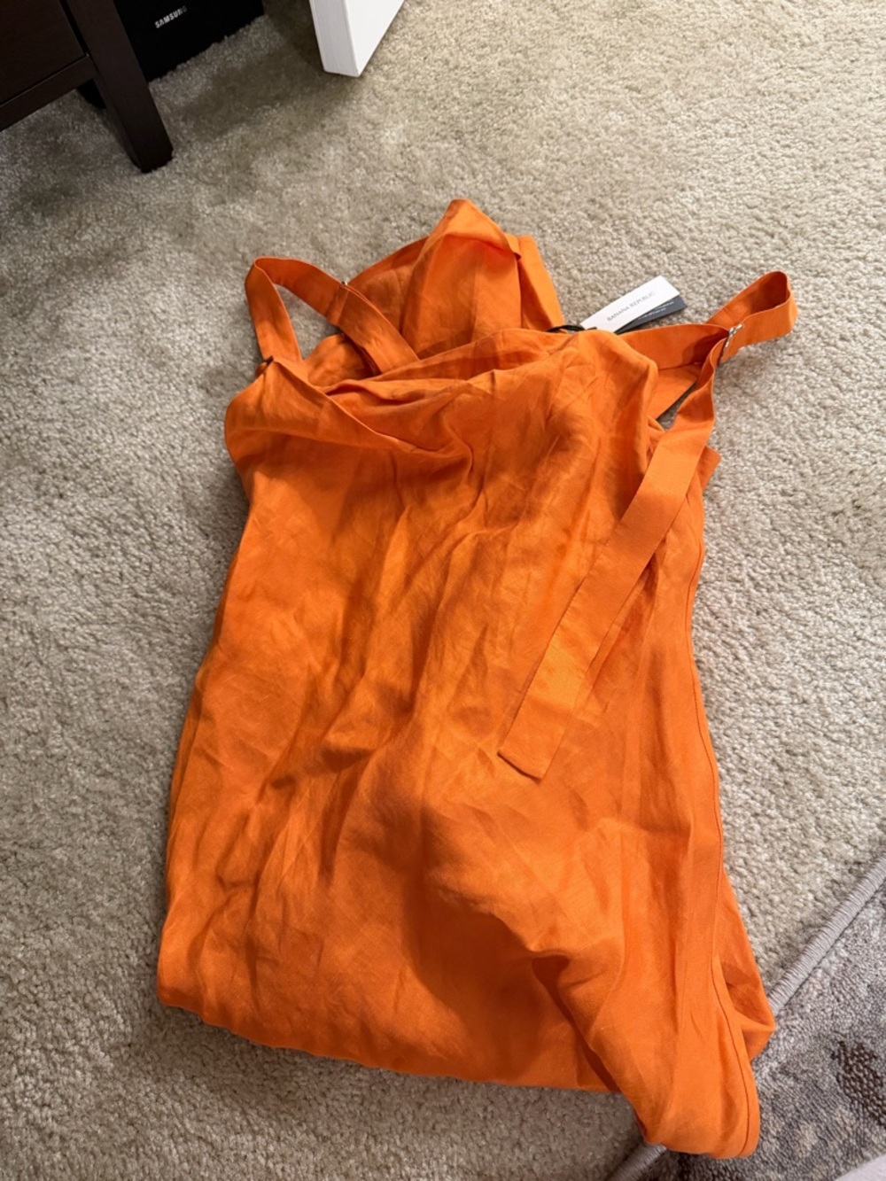 NWT Draped viscose-linen maxi dress orange